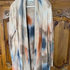 Earthy Tie-Dye Open Cardigan